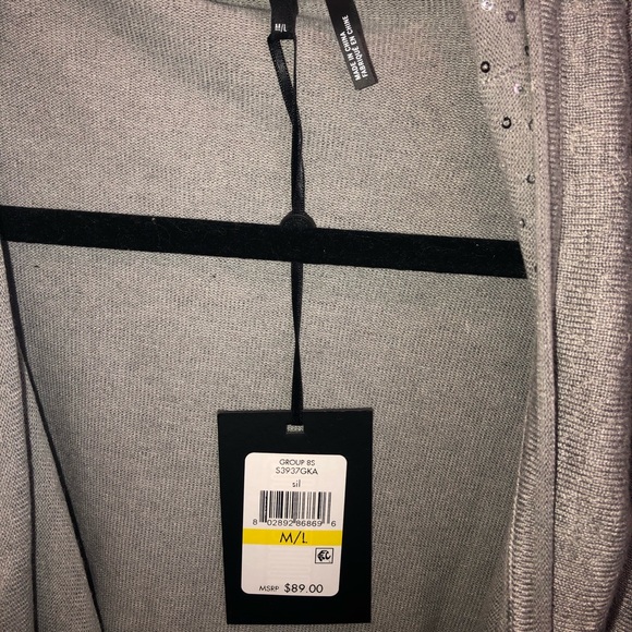 DKNY Gray sequin cardigan NWT Size M/L - Picture 4 of 8
